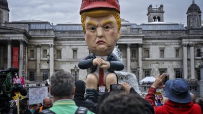 Bild på en karikatyr av USA:s förra president Donald Trump.